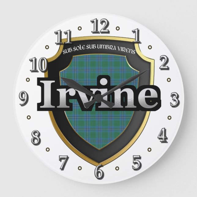 Klan Irvine Tartan Scottish Dream Clock Stor Klocka (Framsida)