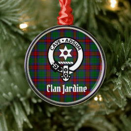Klan Jardine Vapensköld Badge och Tartan Julgransprydnad Metall