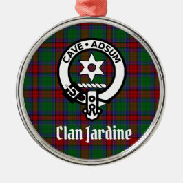 Klan Jardine Vapensköld Badge och Tartan Julgransprydnad Metall