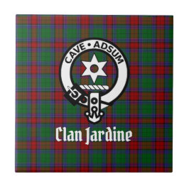 Klan Jardine Vapensköld Badge och Tartan Kakelplatta