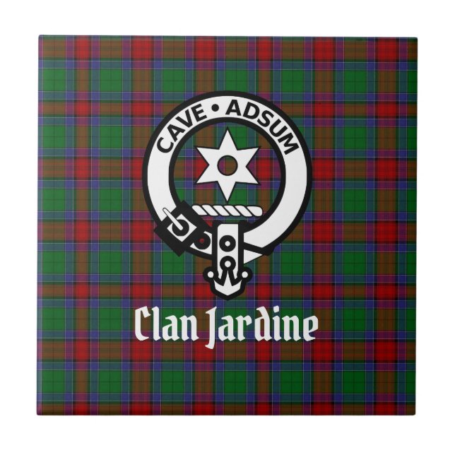 Klan Jardine Vapensköld Badge och Tartan Kakelplatta (Framsidan)