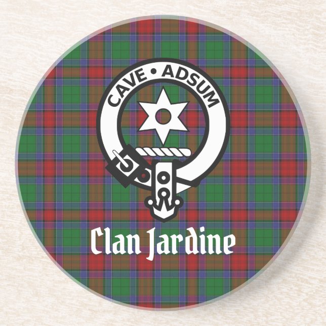 Klan Jardine Vapensköld Badge och Tartan Underlägg (Framsidan)