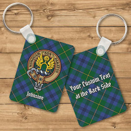Klan Johnston-Vapenskölden över Tartan Keychain Nyckelring
