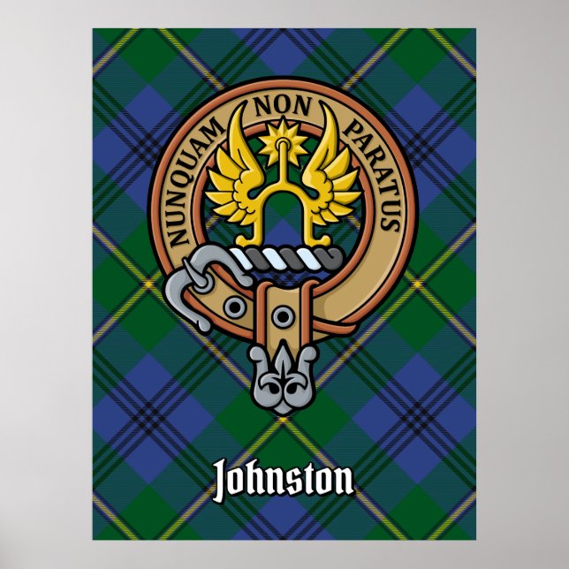 Klan Johnston-Vapenskölden över Tartan Poster (Framsidan)
