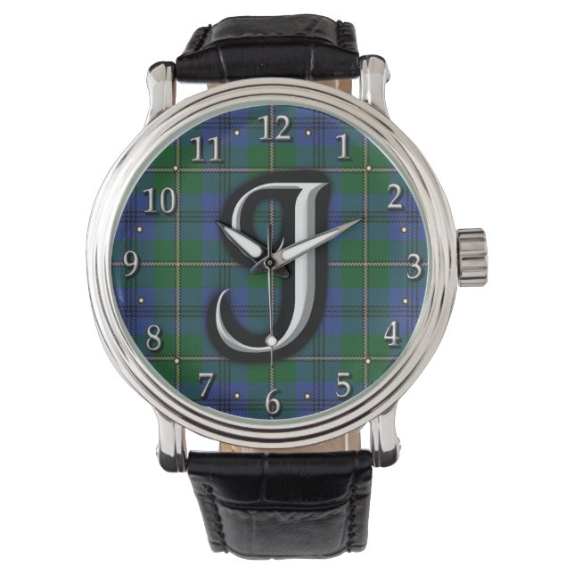 Klan Johnstone Johnston Brev J Monogram Tartan Armbandsur (Framsida)