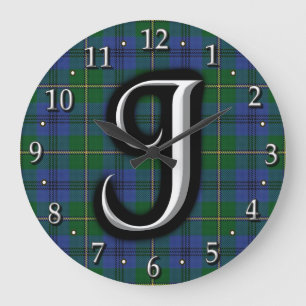 Klan Johnstone Johnston Brev J Monogram Tartan Stor Klocka