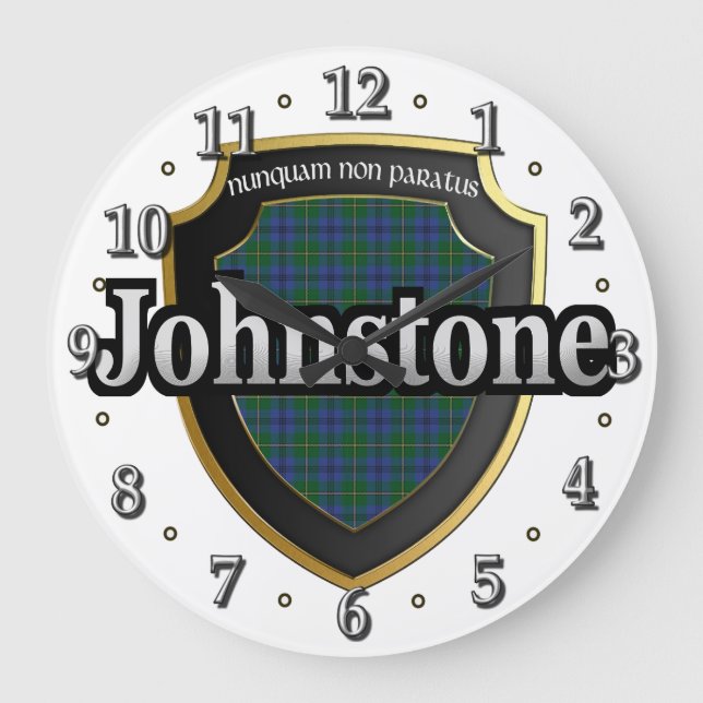 Klan Johnstone Tartan Scottish Dream Clock Stor Klocka (Framsida)