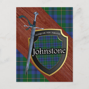 Klan Johnstone Tartan Sword & Shield Vykort
