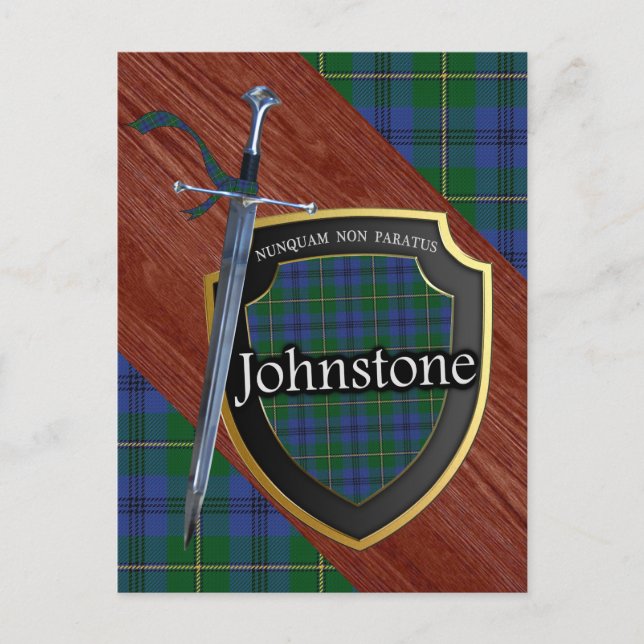 Klan Johnstone Tartan Sword & Shield Vykort (Framsida)