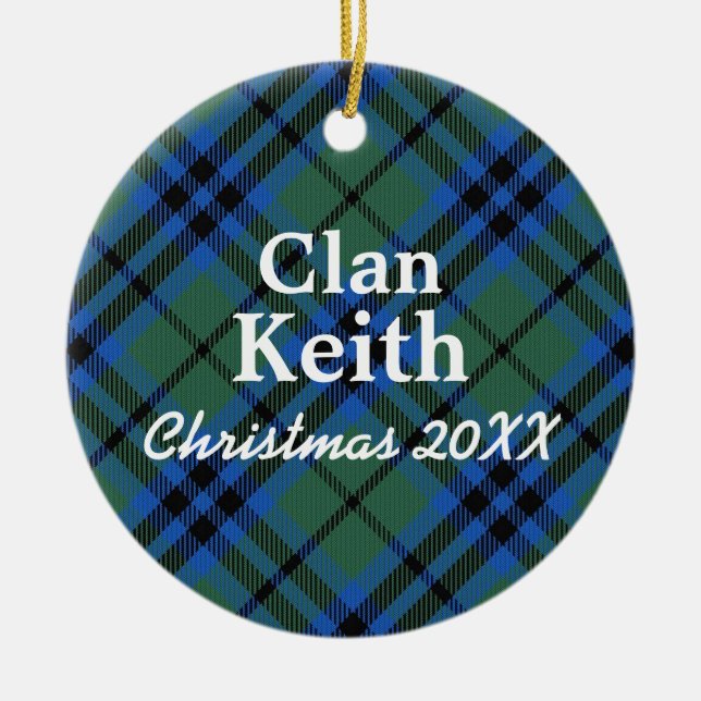 Klan Keith Scottish Tartan Julgransprydnad Keramik (Framsidan)