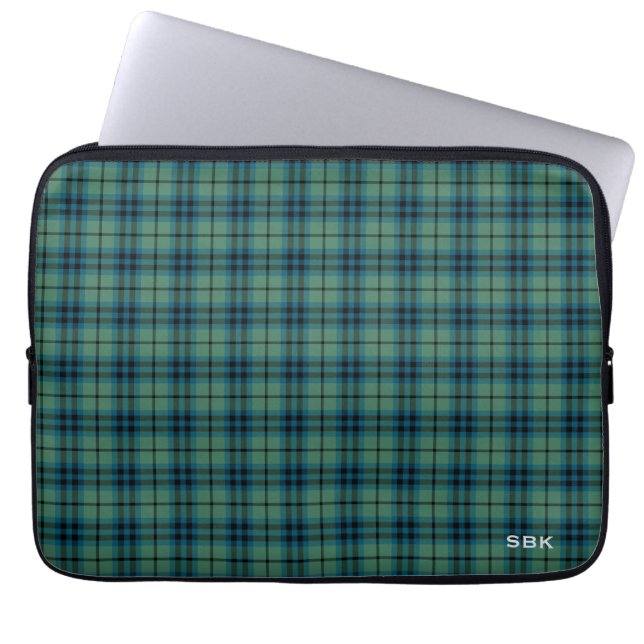 Klan Keith Tartan Grönt Play Monogrammed Laptop Sleeve (Framsidan)