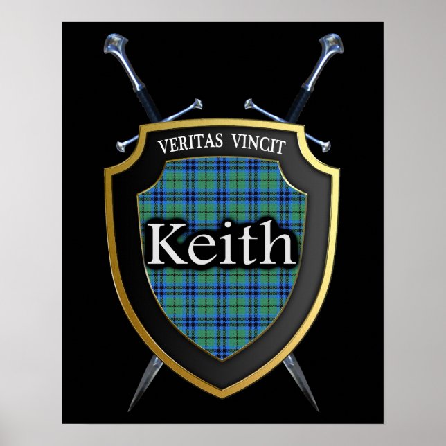 Klan Keith Tartan Scottish Shield & Swords Poster (Framsidan)