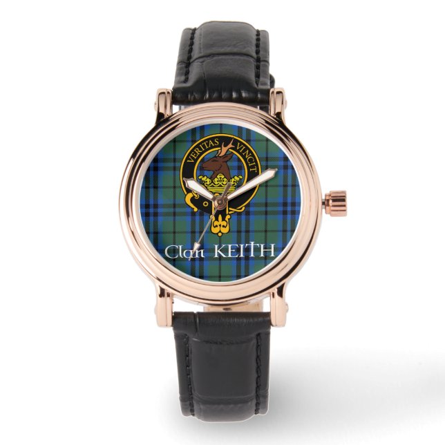 Klan Keith Vapensköld & antikens Tartan-klocka Armbandsur (Framsida)