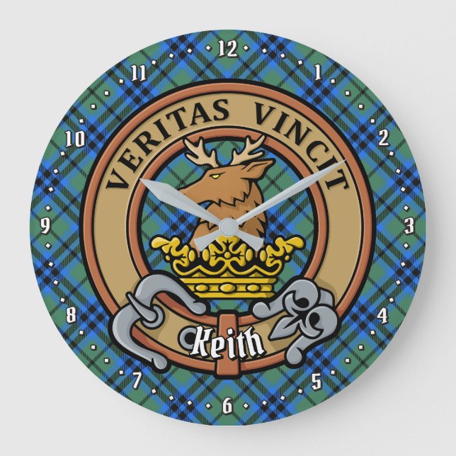 Klan Keith Vapensköld över Tartan Stor Klocka (Framsida)