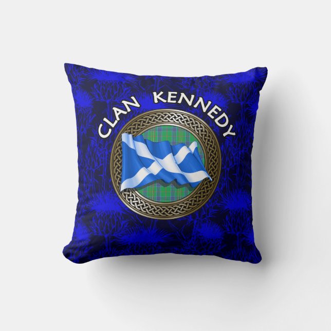 Klan Kennedy Tartan Knot & Flagga Kudde (Framsida)