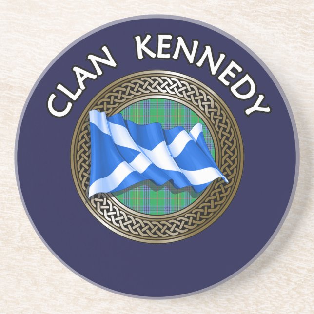 Klan Kennedy Tartan Knot & Flagga Underlägg (Framsidan)
