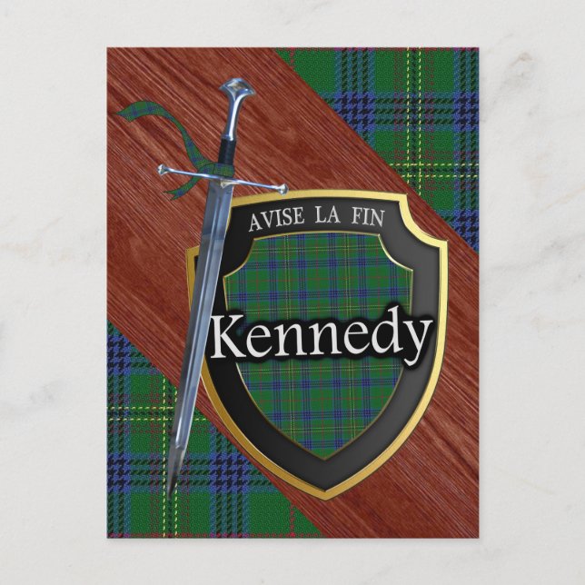 Klan Kennedy Tartan Sword & Shield Vykort (Framsida)