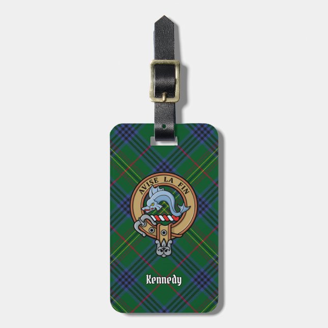 Klan Kennedy Vapensköld över Tartan Bagagebricka (Vertikal Framsida)