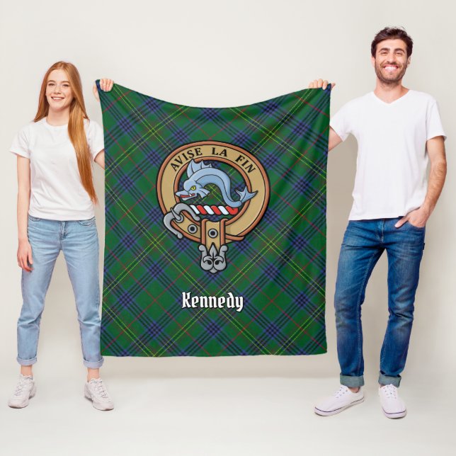 Klan Kennedy Vapensköld över Tartan Fleecefilt (På plats)