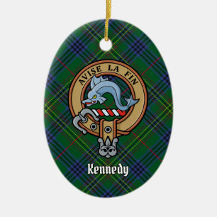 Klan Kennedy Vapensköld över Tartan Julgransprydnad Keramik