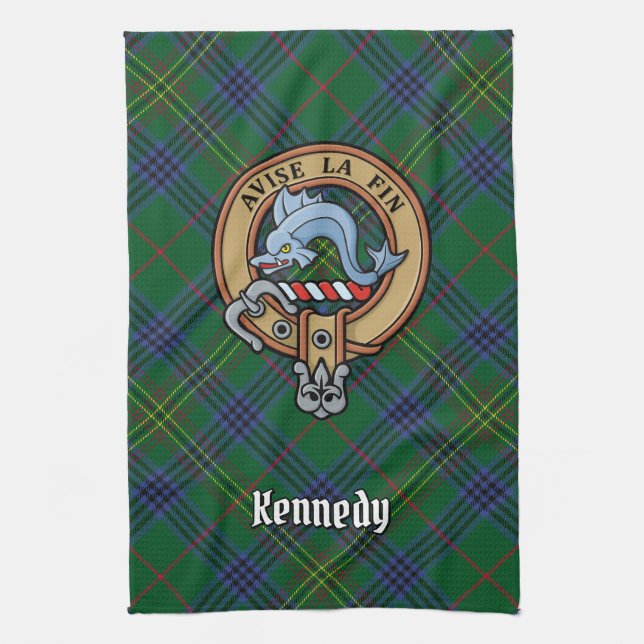Klan Kennedy Vapensköld över Tartan Kökshandduk (Vertikal)