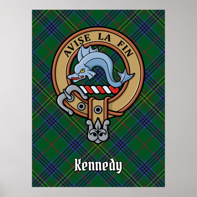 Klan Kennedy Vapensköld över Tartan Poster (Framsidan)