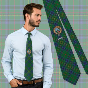 Klan Kennedy Vapensköld över Tartan Slips