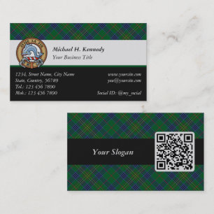 Klan Kennedy Vapensköld över Tartan Visitkort