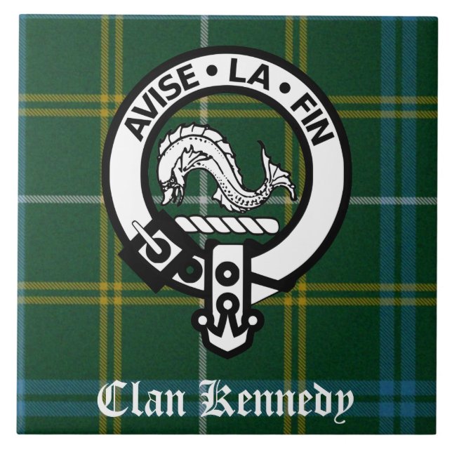 Klan Kennedy Vapensköld Tartan Kakelplatta (Framsidan)