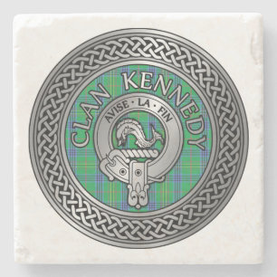 Klan Kennedy Vapensköld & Tartan Knot Stenunderlägg