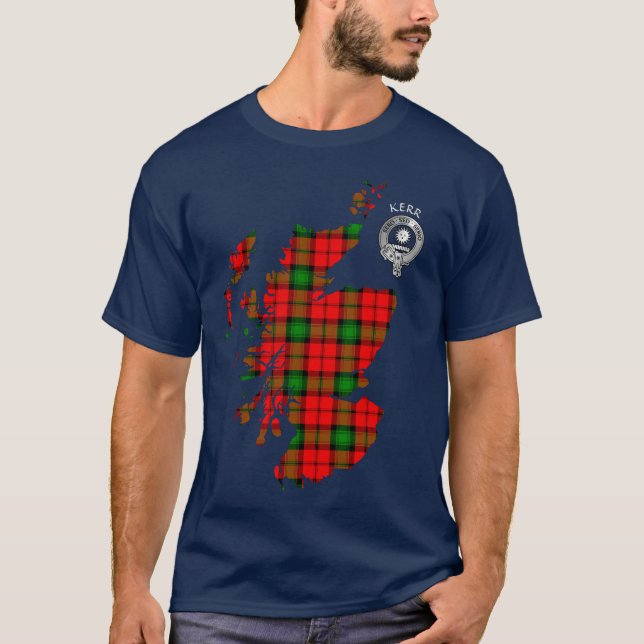 Klan Kerr Tartan Karta & Vapensköld T-Shirt (Framsida)