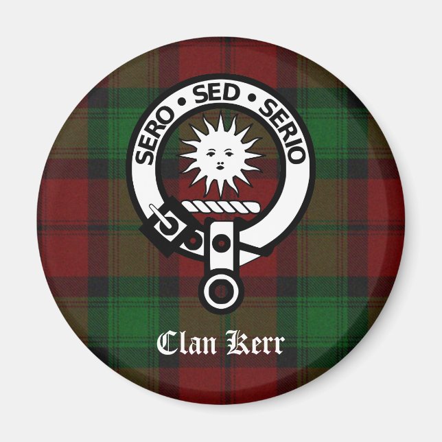 Klan Kerr Vapensköld Badge Tartan Magnet (Framsidan)