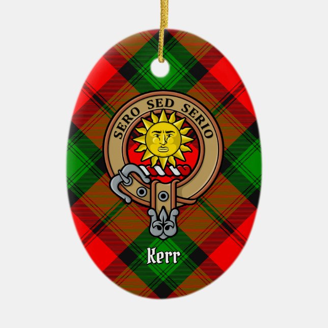 Klan Kerr-Vapensköld över Tartan Ceramic Ornament (Framsidan)