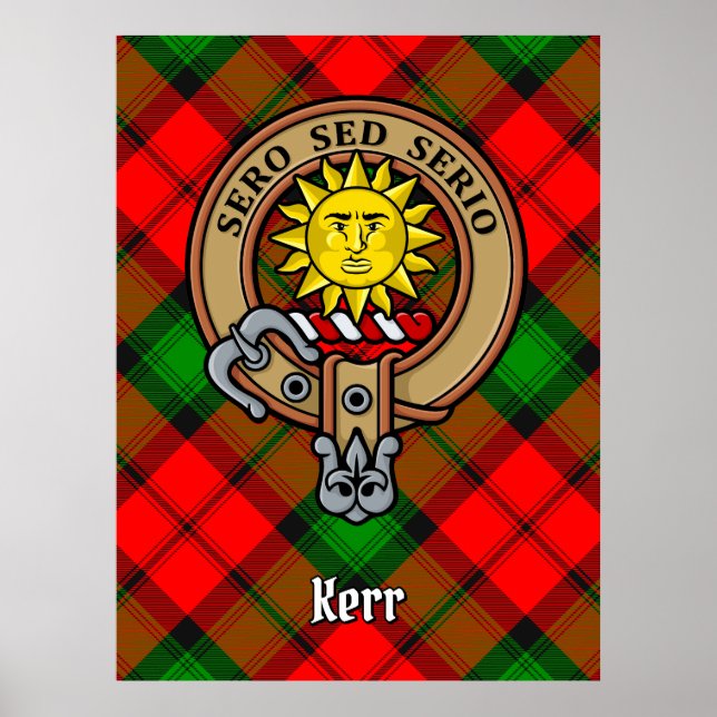 Klan Kerr-Vapensköld över Tartan Poster (Framsidan)
