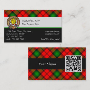 Klan Kerr-Vapensköld över Tartan Visitkort