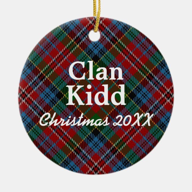 Klan Kidd Scottish Tartan Julgransprydnad Keramik (Framsidan)