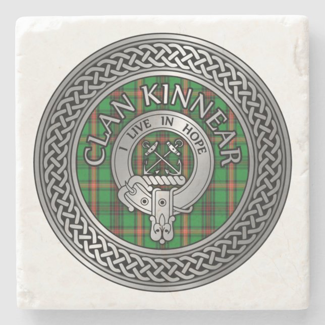 Klan Kinnear Vapensköld & Tartan Knot Stenunderlägg (Framsidan)
