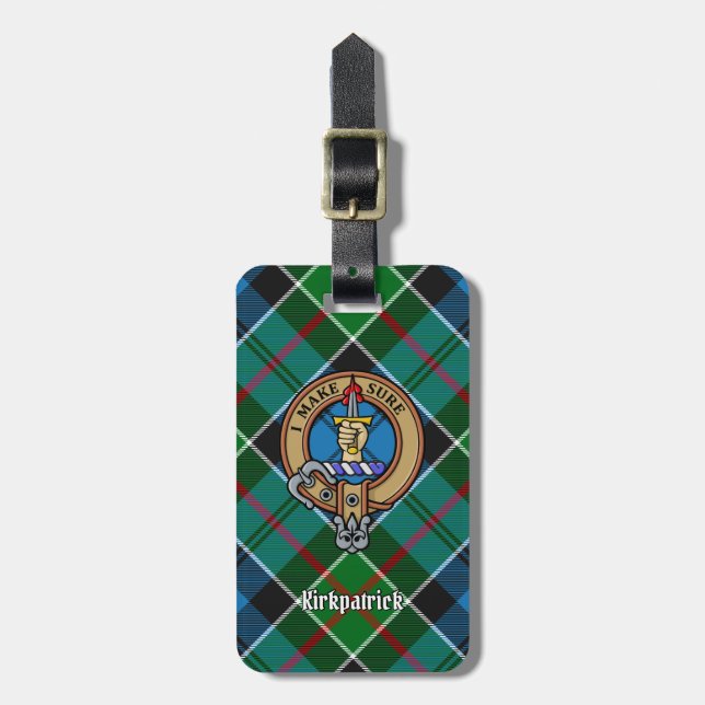 Klan Kirkpatrick Vapensköld över Tartan Bagagebricka (Vertikal Framsida)