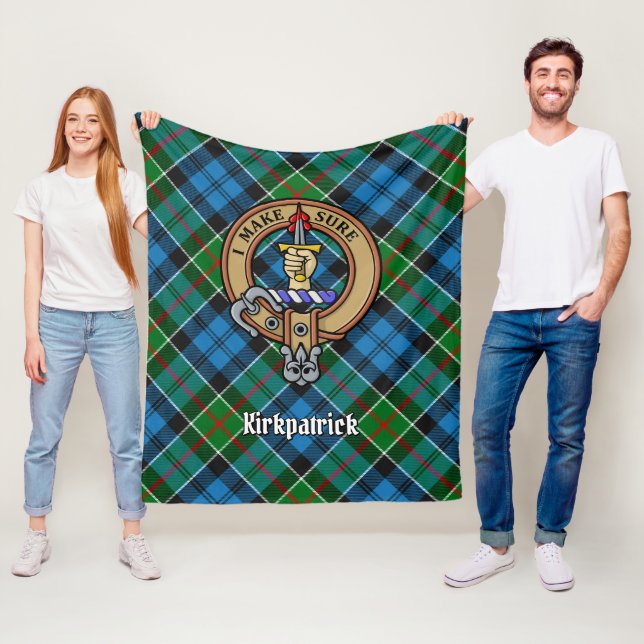 Klan Kirkpatrick Vapensköld över Tartan Fleecefilt (På plats)