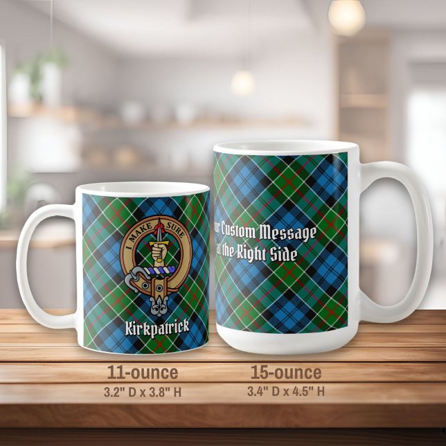 Klan Kirkpatrick Vapensköld över Tartan Kaffemugg (Skapare uppladdad)