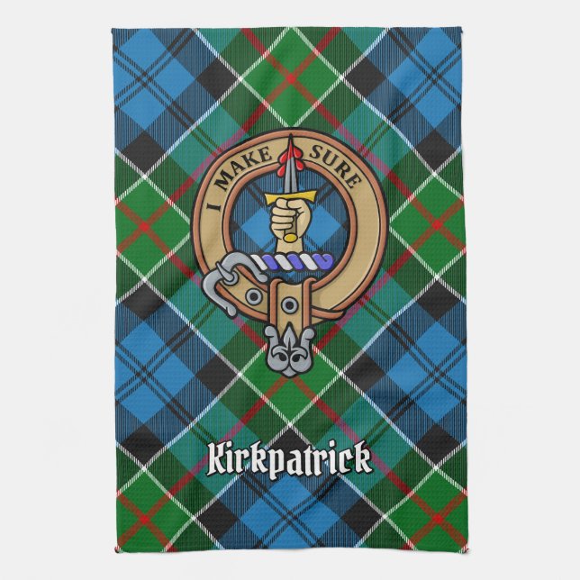 Klan Kirkpatrick Vapensköld över Tartan Kökshandduk (Vertikal)