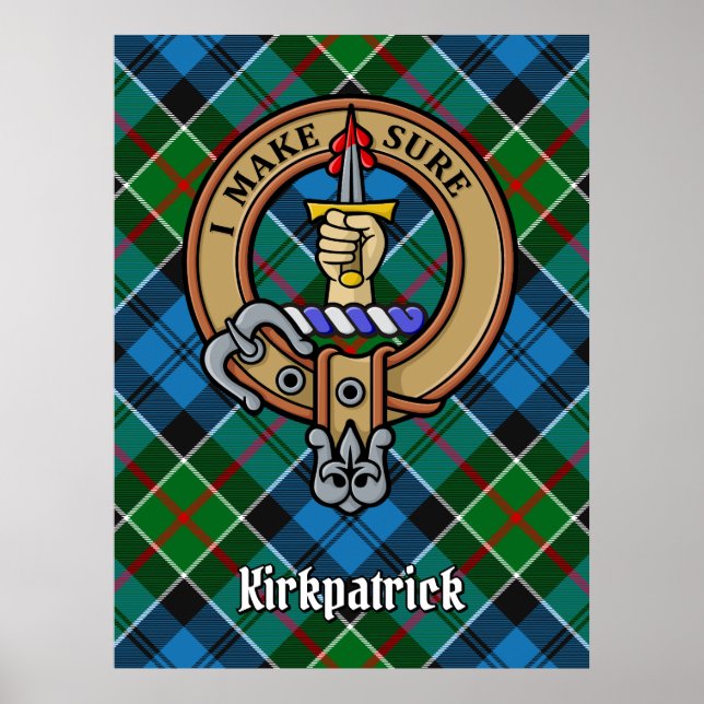 Klan Kirkpatrick Vapensköld över Tartan Poster (Framsidan)