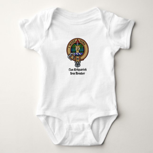 Klan Kirkpatrick Vapensköld över Tartan T Shirt (Framsida)