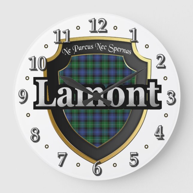 Klan Lamont Tartan Scottish Dream Clock Stor Klocka (Framsida)