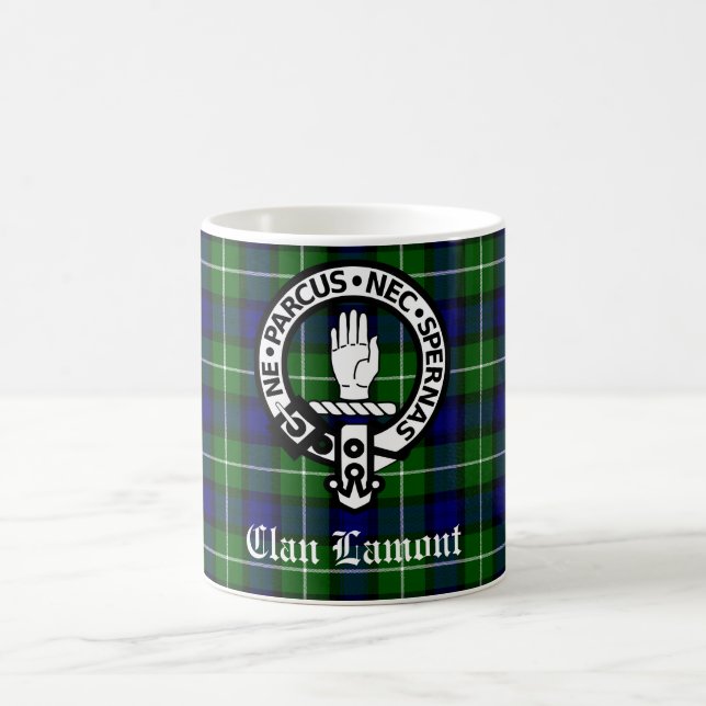 Klan Lamont Vapensköld Badge och Tartan Kaffemugg (Center)