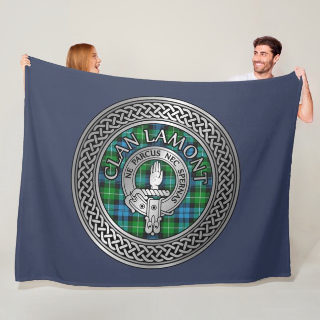 Klan Lamont Vapensköld & Tartan Knot Fleecefilt (På plats)