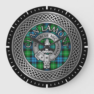 Klan Lamont Vapensköld & Tartan Knot Stor Klocka