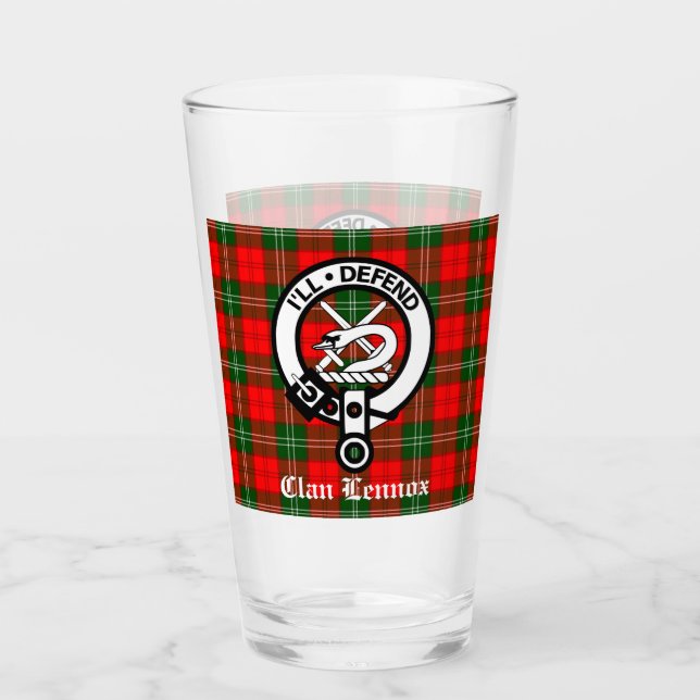 Klan Lennox Vapensköld Badge & Tartan Glaskopp (Framsida)