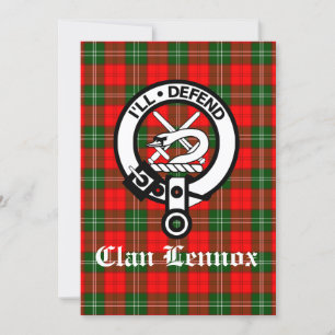 Klan Lennox Vapensköld Badge & Tartan Hälsning Kort