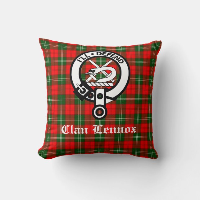 Klan Lennox Vapensköld Badge & Tartan Kudde (Framsida)